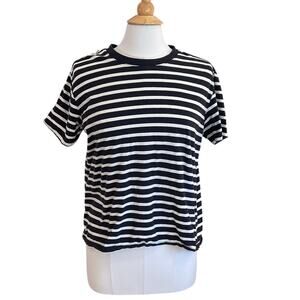 H&M Cotton Black and White Striped T-Shirt, Size Large